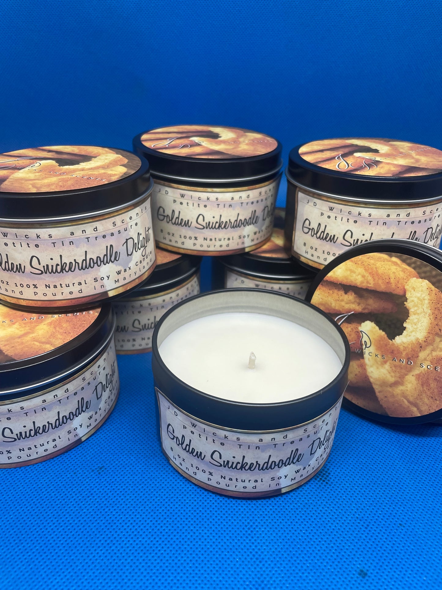 Golden Snickerdoodle Delight 6 oz Tin Candle - Petite Tin Treasure Collection