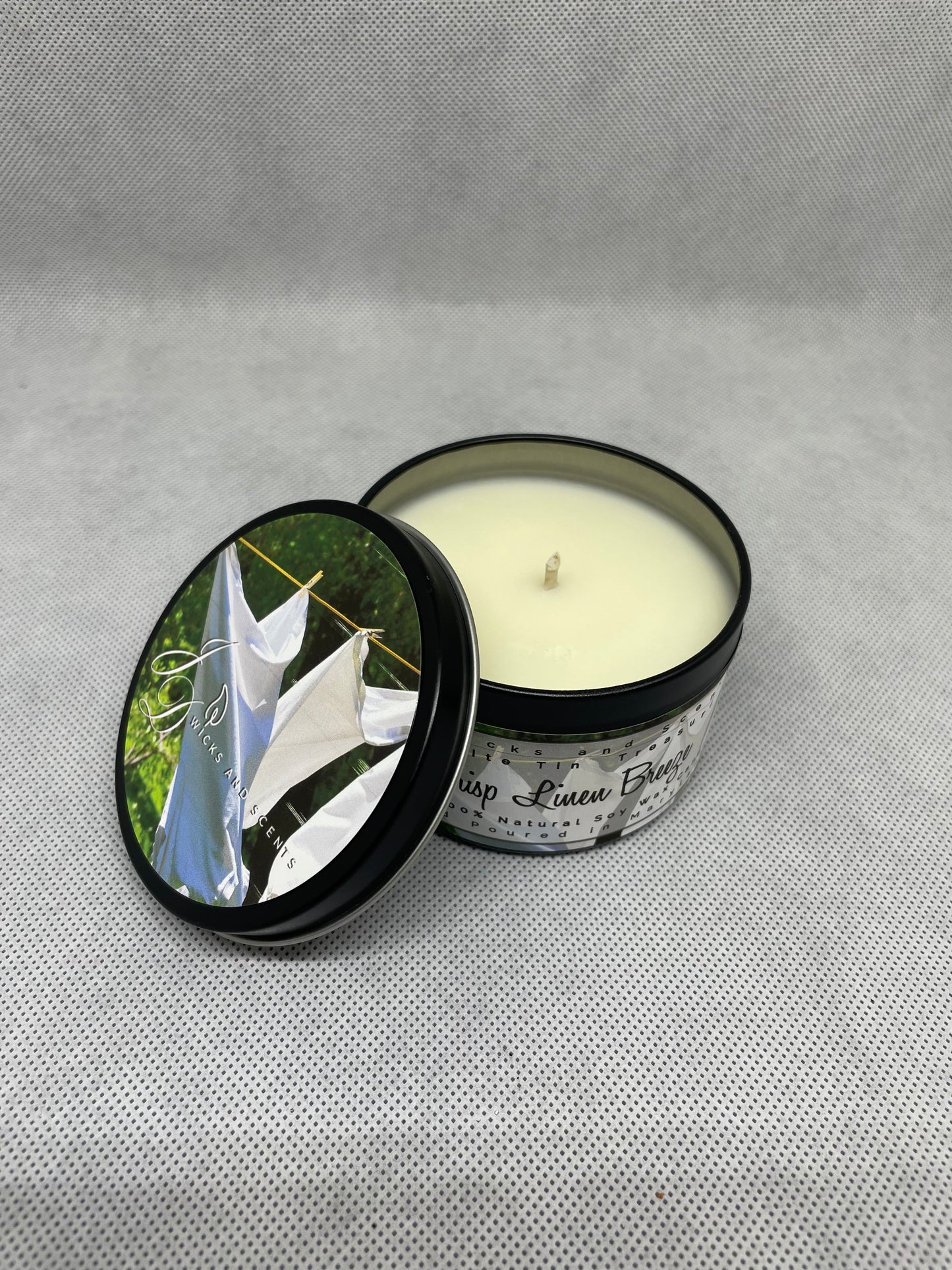 Clean Linen Breeze 6 oz Tin Candle - Petite Tin Treasure Collection